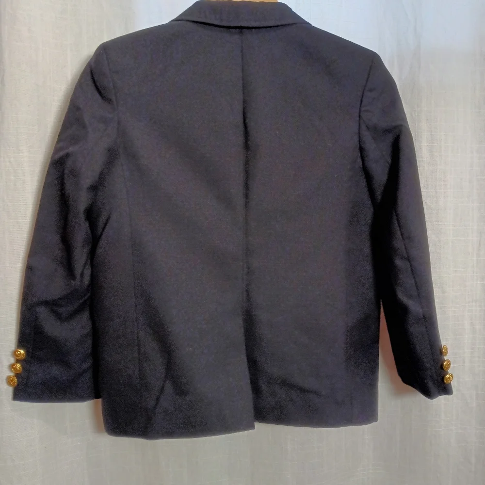 Talbot's Boys Navy Wool Blazer with Gold Crest Buttons Size 7X